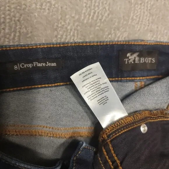 Talbots Jeans Womens 8 (32x24.5) Jeans Crop Flared Stretch Mid Rise Blue Denim - Picture 8 of 10